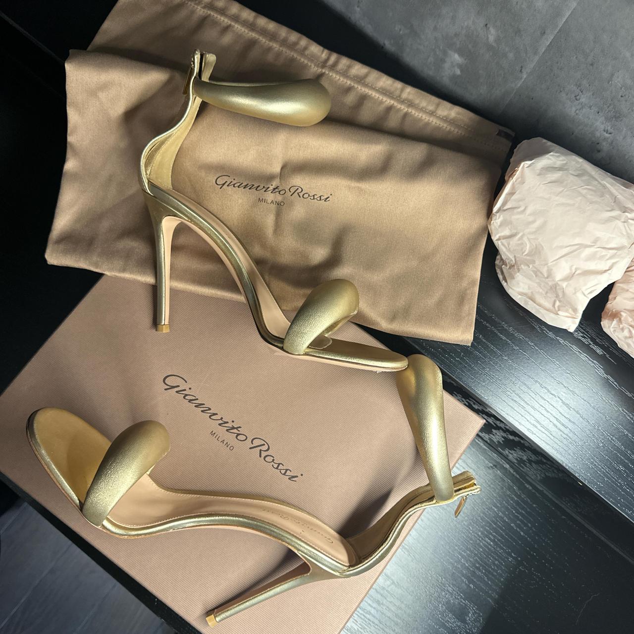 Gianvito Rossi Bijoux Gold Heels Purchased for | Depop