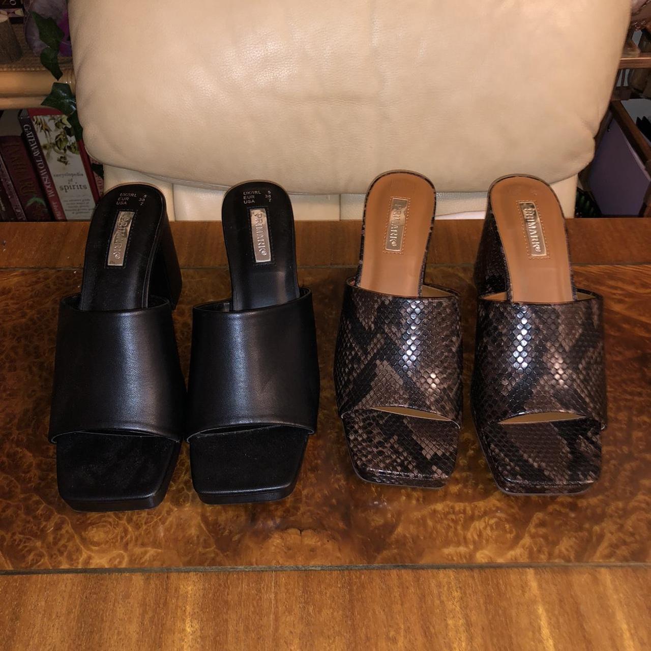 Primark Women's Black and Brown Clogs Depop