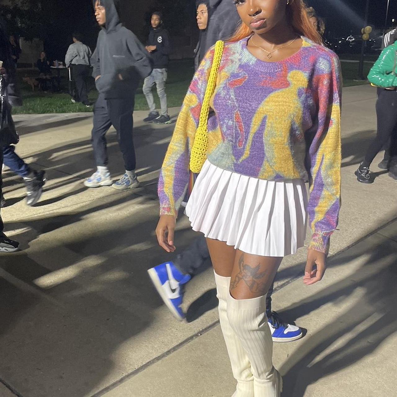 Aelfric Eden Neon Color Block Knit Sweater Depop