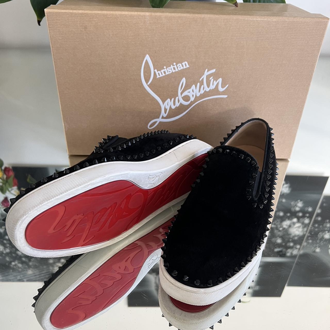 Christian Louboutin Pik boat flat veau/velours/gg | Depop Christian Louboutin Pik boat flat veau/velours/gg | Depop