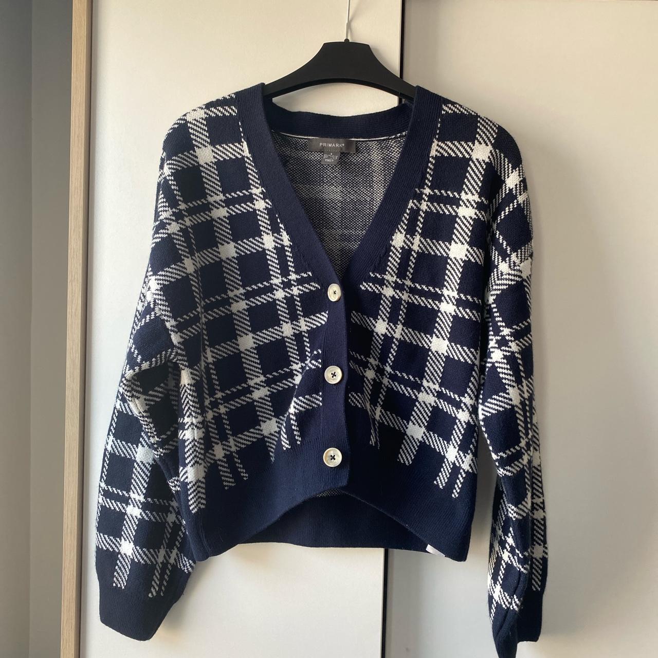 Primark Women's Navy and White Cardigan | Depop