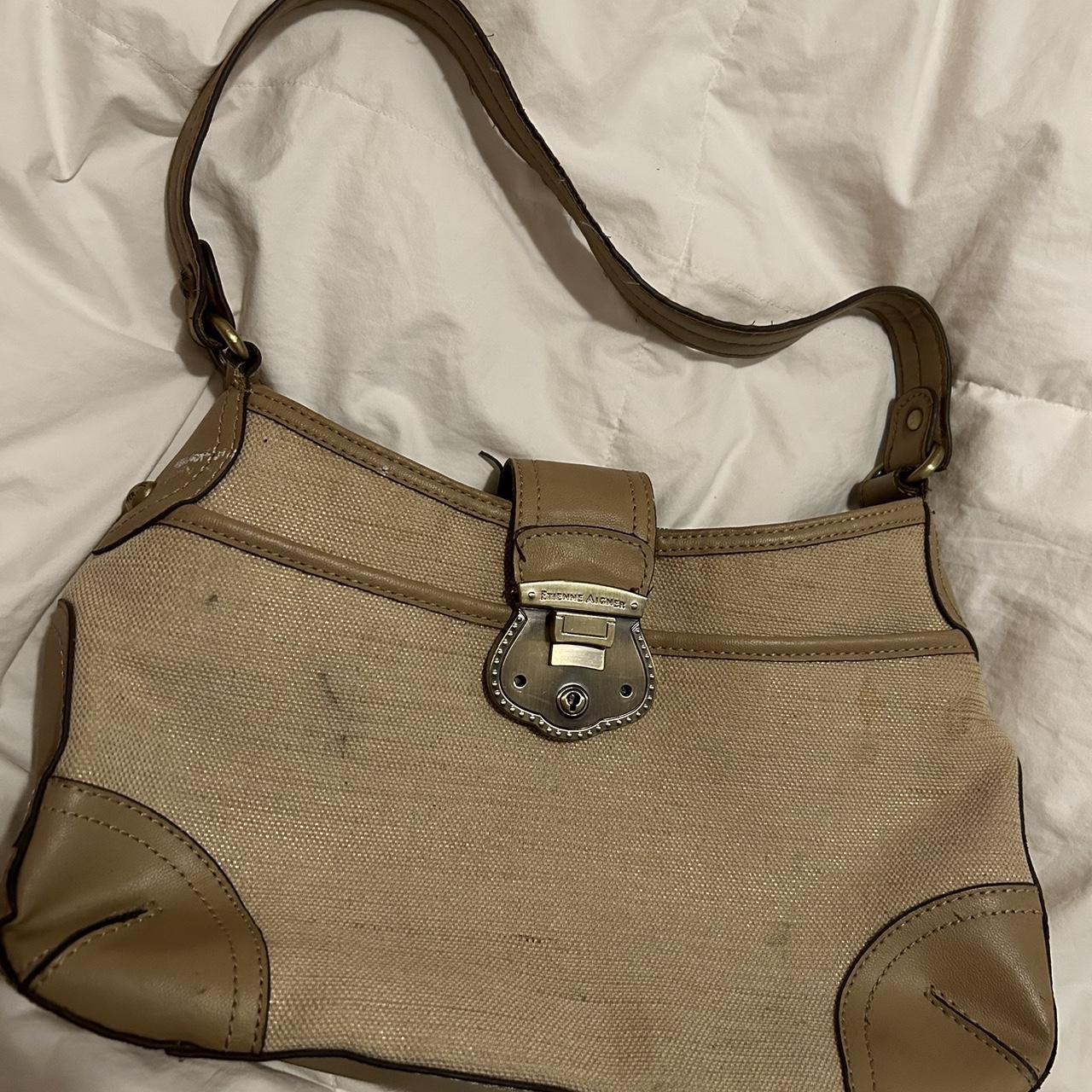 vintage y2k etienne aigner purse. beige canvas and Depop