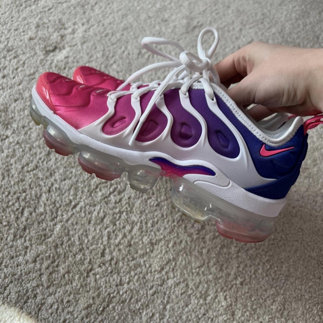 nike vapormaxes. pink and purple ombré, size 6 in... - Depop