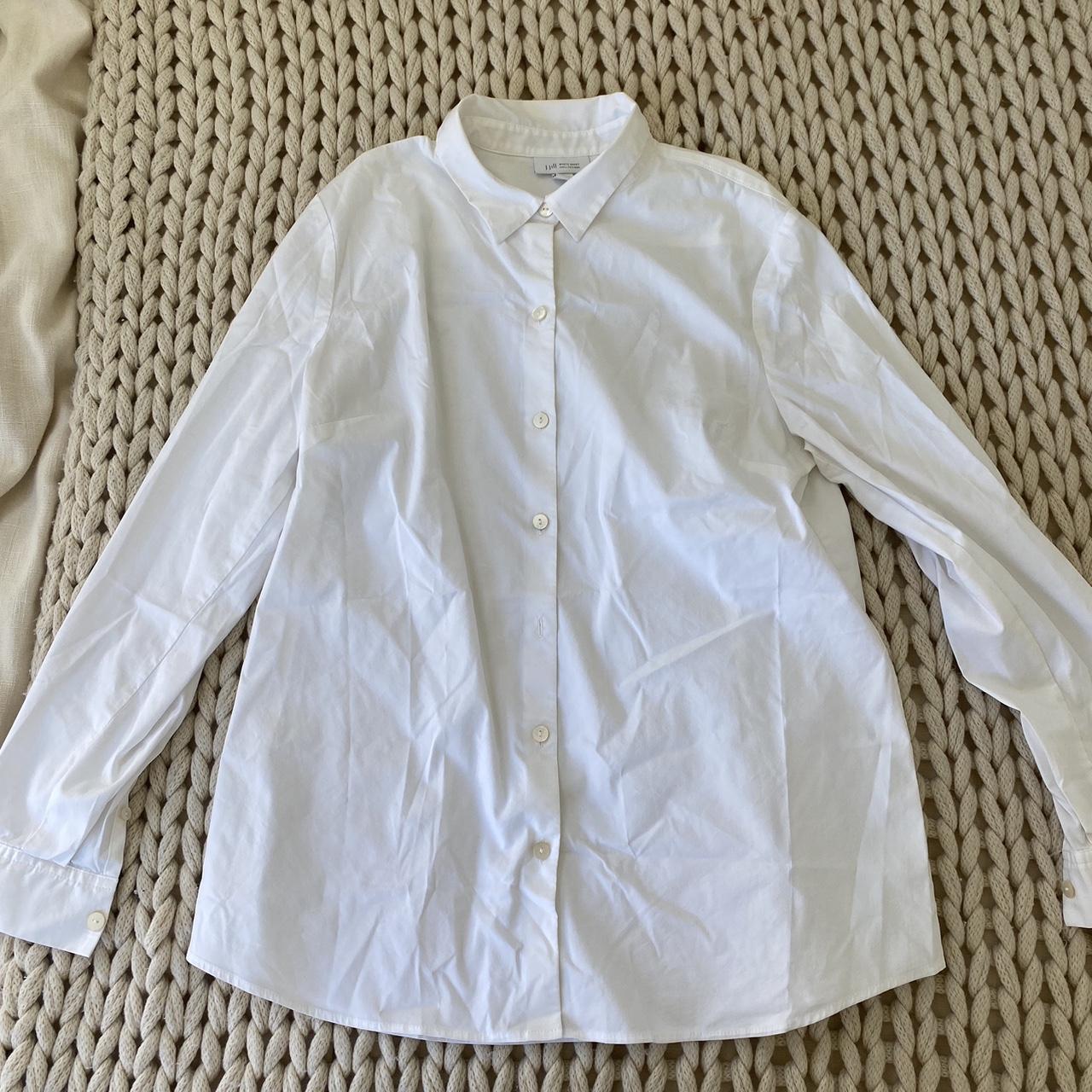 j.jill fitted white button down top size s, fits... - Depop