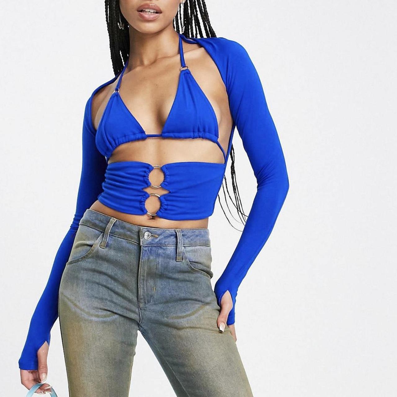 The Kript Women S Blue Crop Top Depop