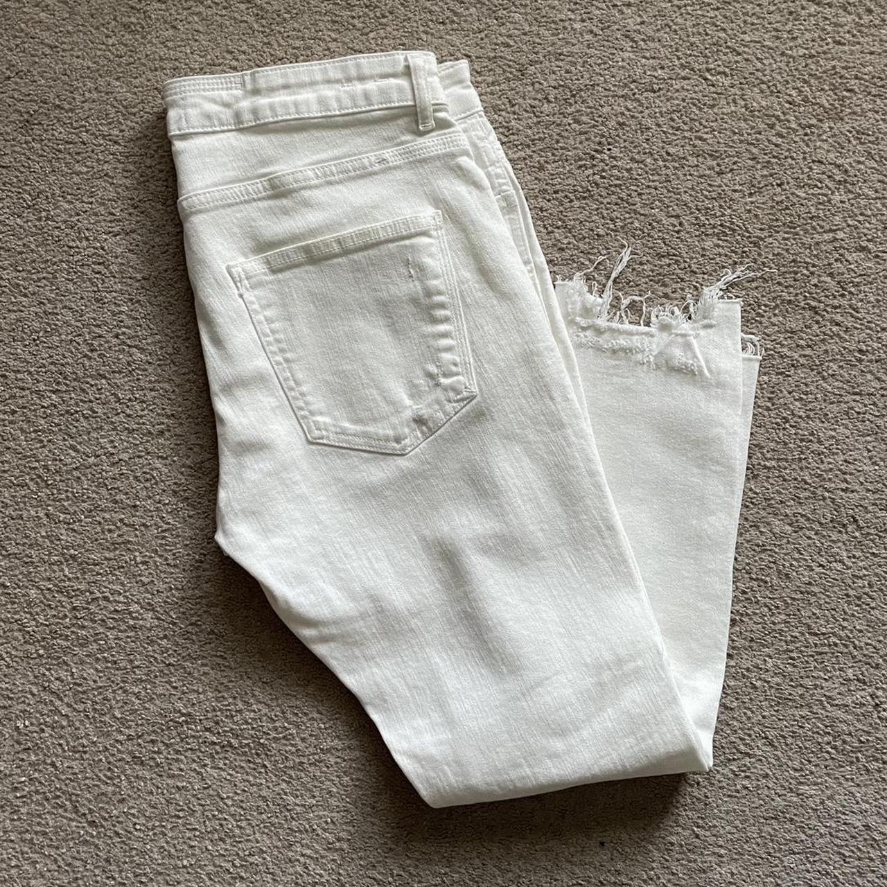 Zara Man white distressed cropped skinny jeans sz 32... - Depop