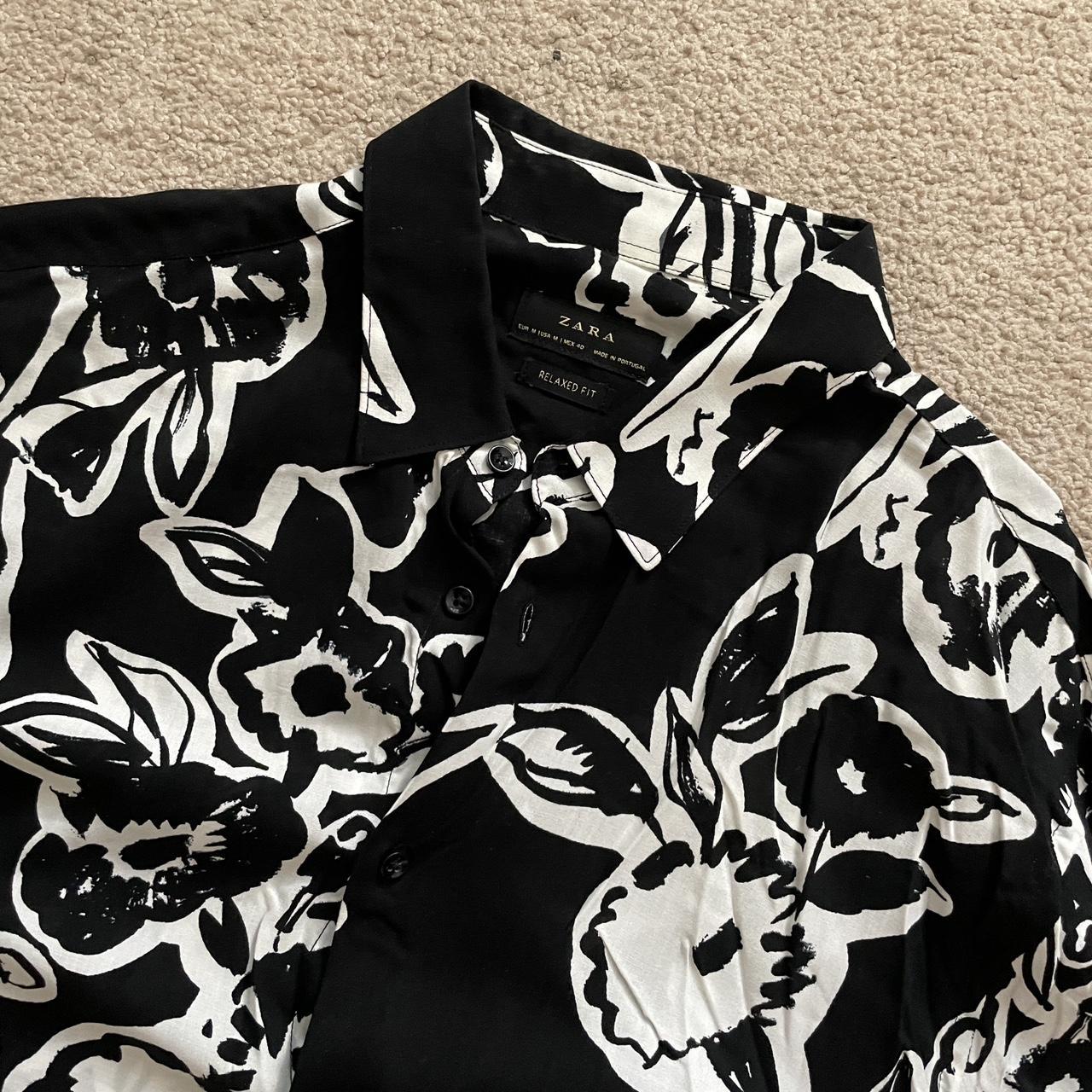 Zara floral printed black shirt sz Medium. Rare... - Depop