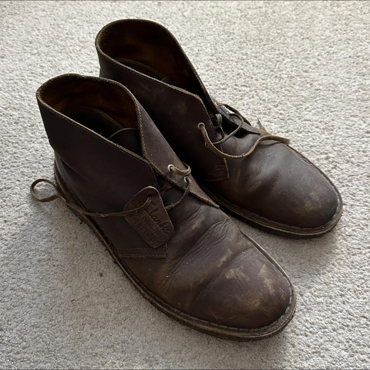 leather Clarks Boot. Sz 10. Heavily... Depop