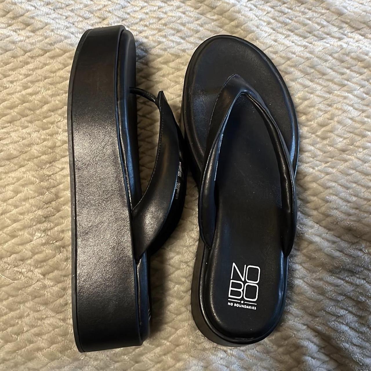 black fuzzy flip flops