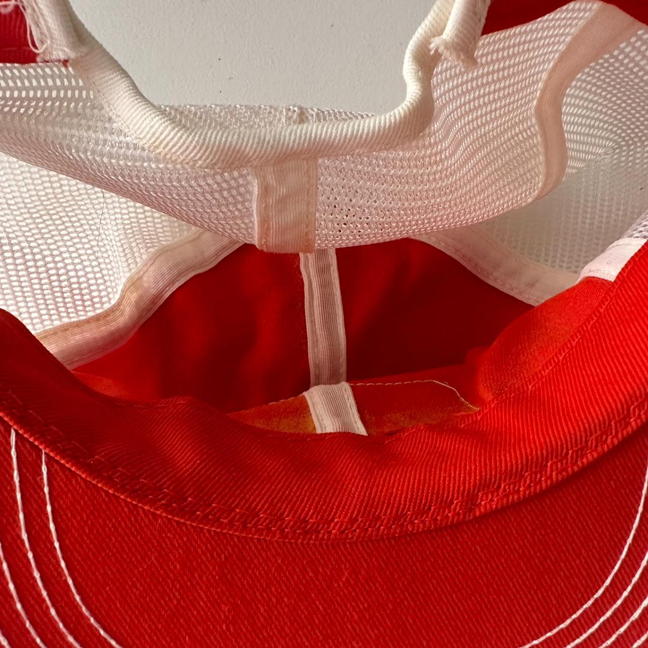 Awesome vintage 80's 90's embroidered red trucker - Depop