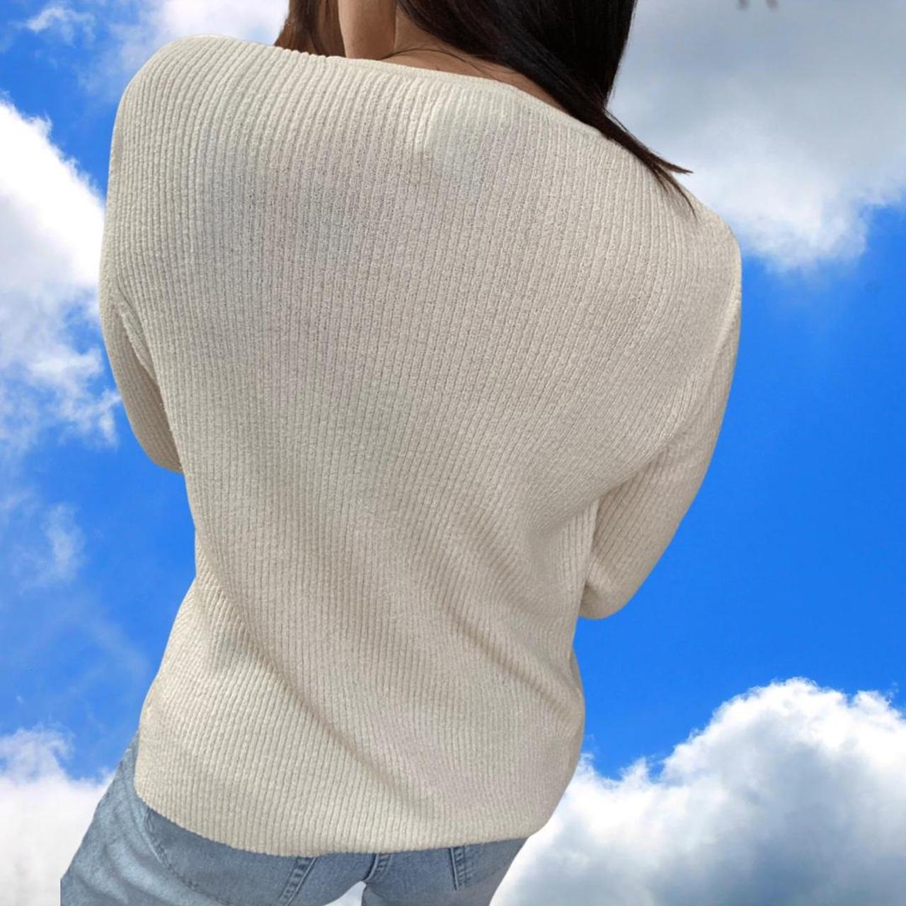 Express Women's Cream and White Cardigan Depop