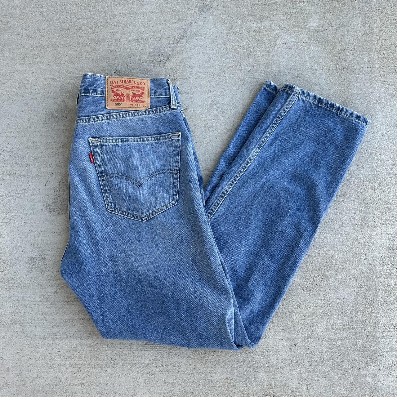 levis 505 medium wash denim blue jeans - great... - Depop