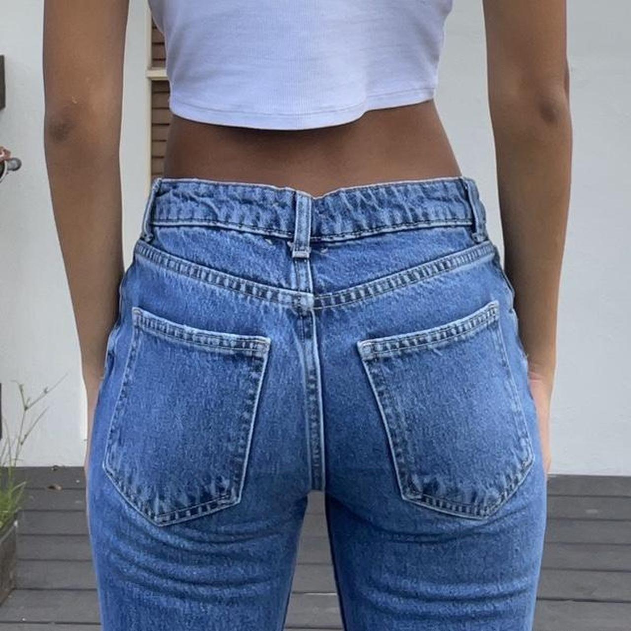 Zara Blue Low-Rise Flared Jeans Waist 27 Length... - Depop