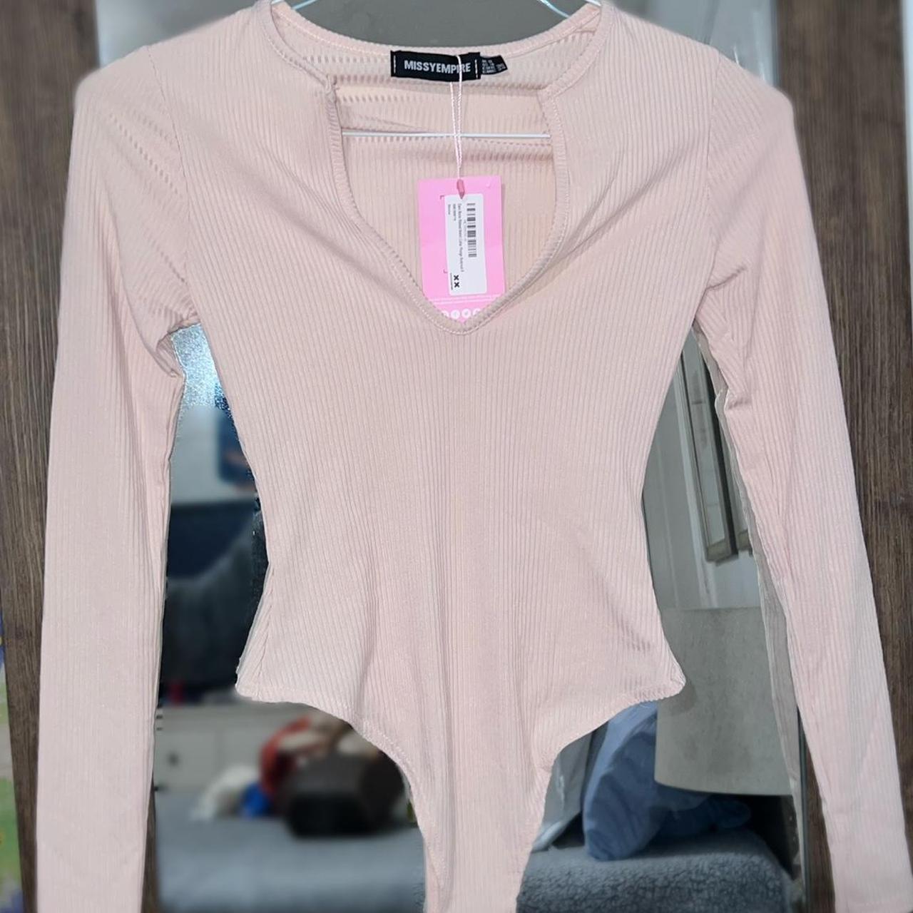 Missy Empire Women's Pink and Tan Bodysuit Depop