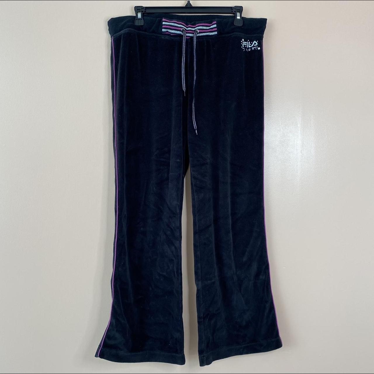 black velvet y2k fila sport sweatpants with jewel - Depop