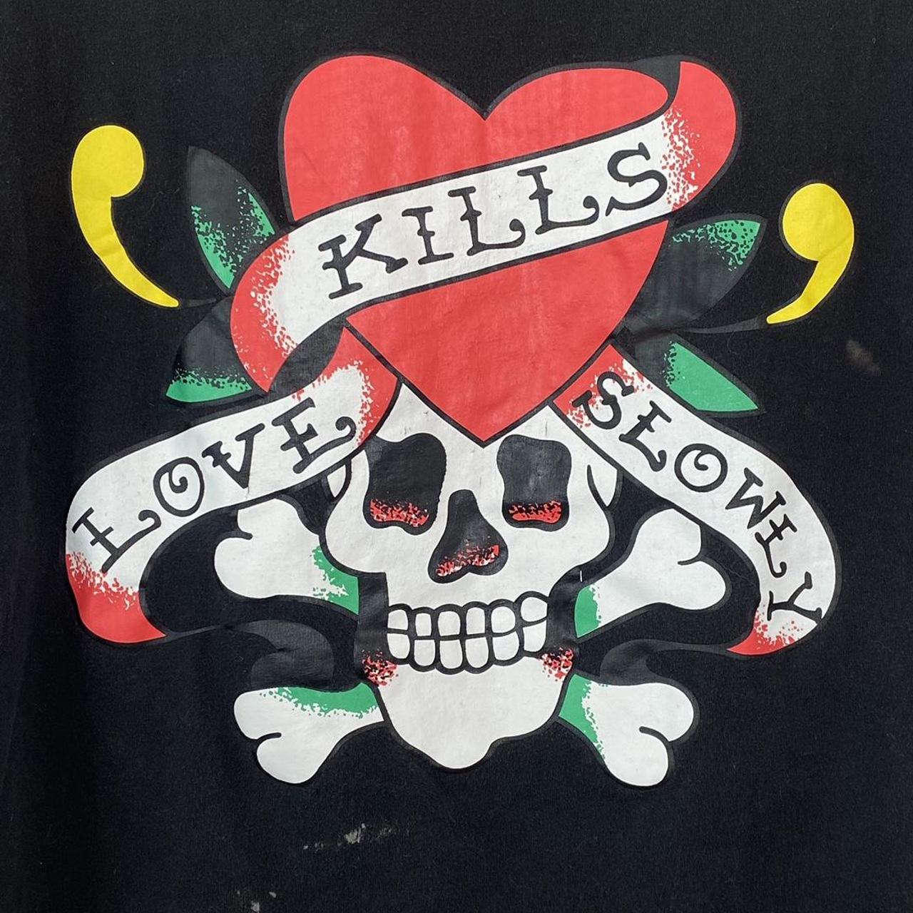 Ed Hardy Love Kills Slowly Tshirt Has Some Bleach Depop