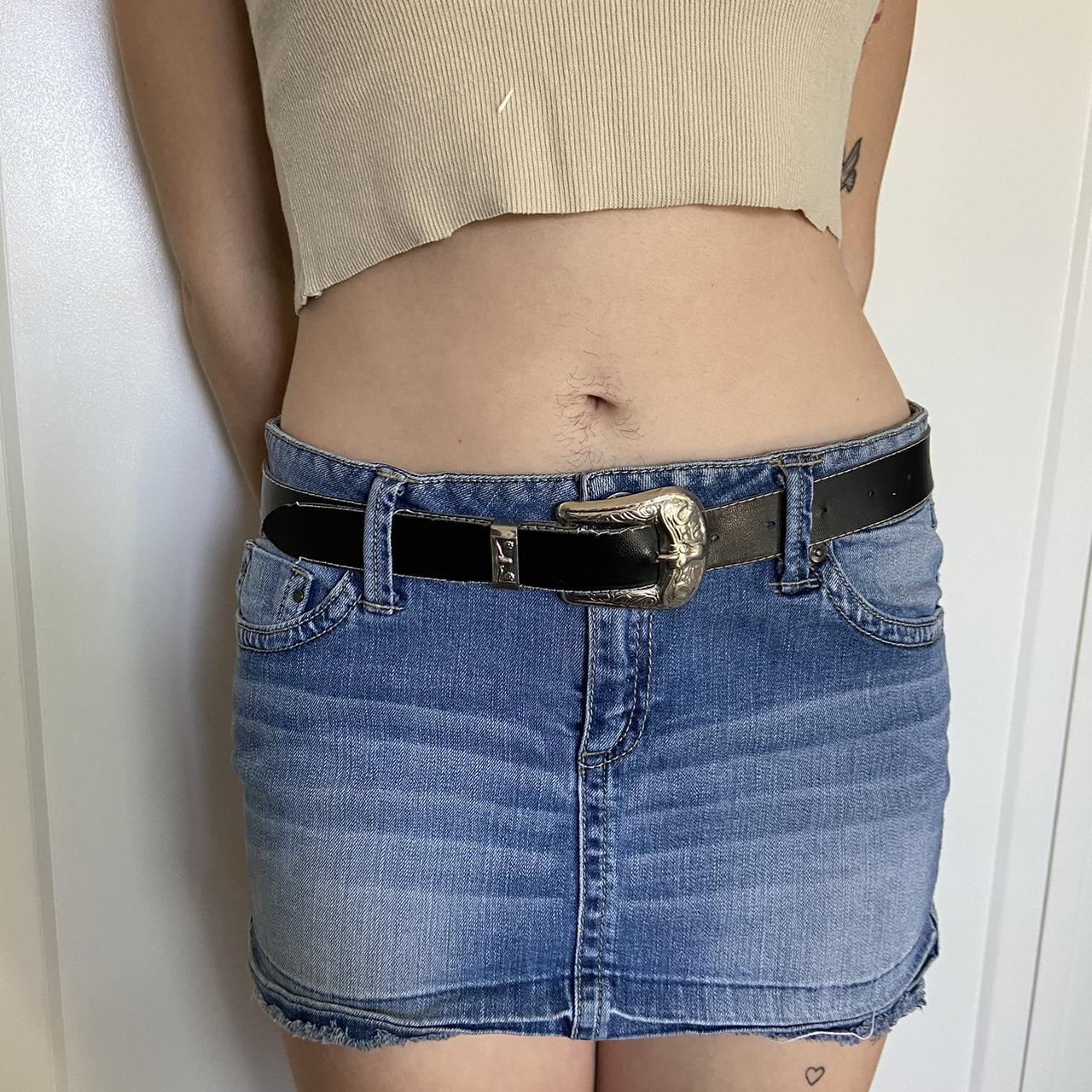 Denim Mini Skirt (belt not included) Size 2527 Depop