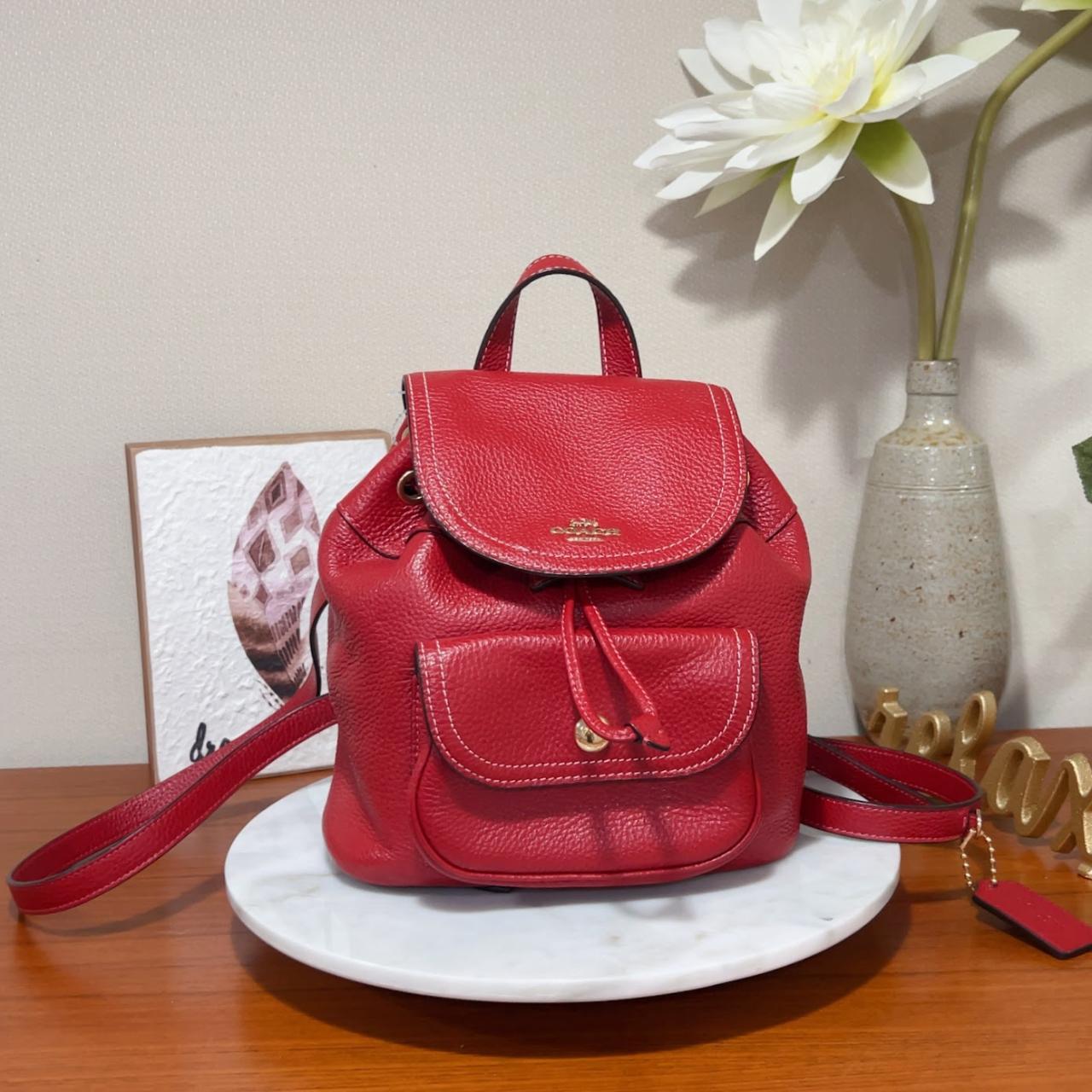 Coach Pennie Backpack 22 Red Leather Adjustable Straps NWT $350