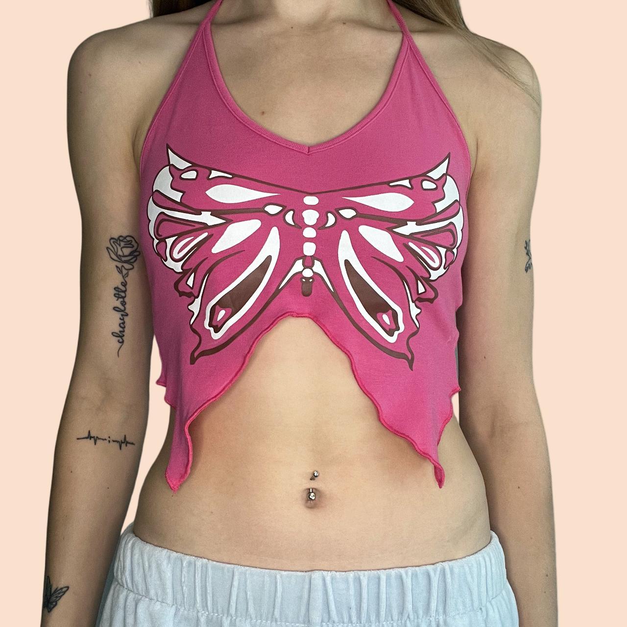 Fun Y2k Butterfly Crop Top Tshirt From Shein Depop, 59% OFF