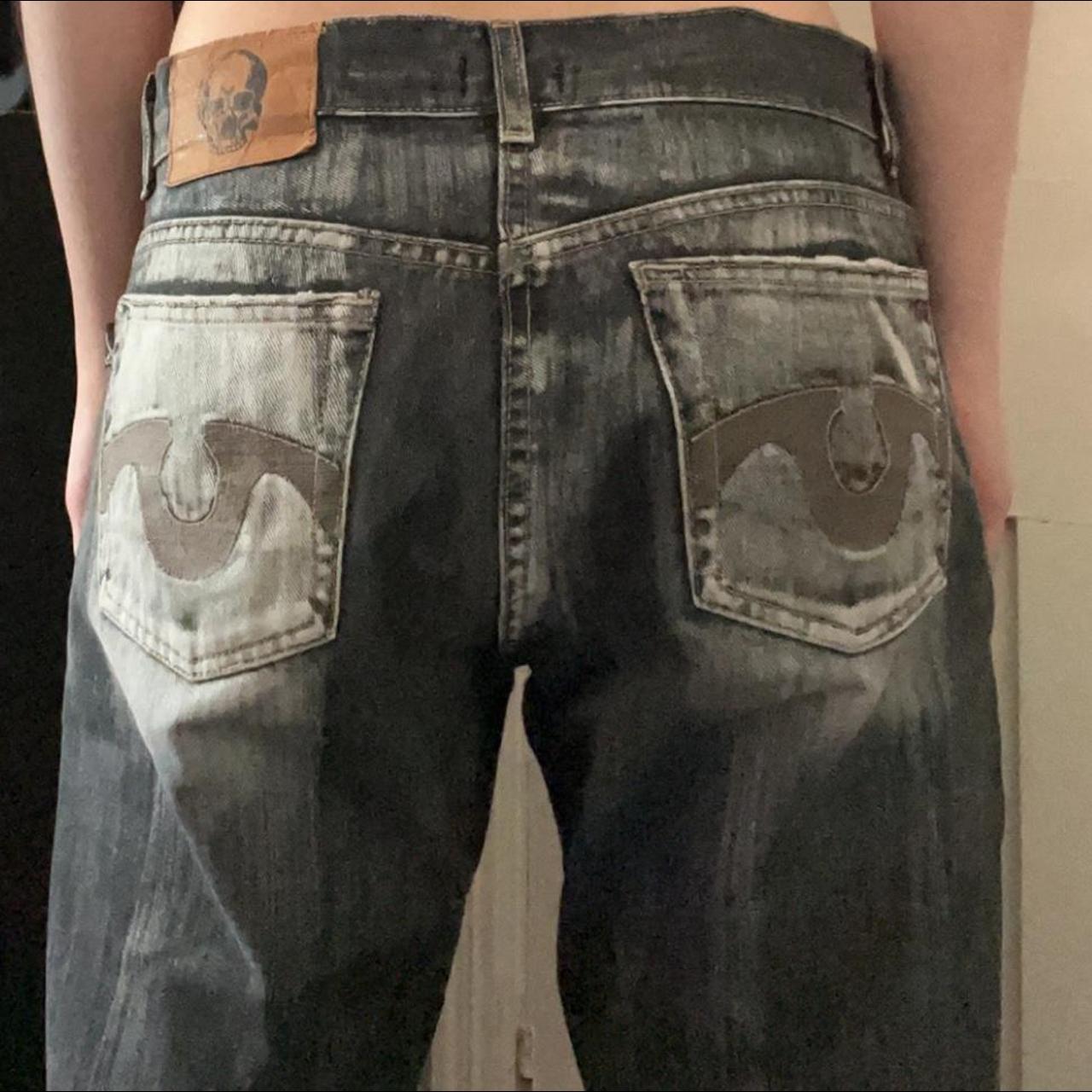 Grey Denim River Island Skull Grunge “Innocent”... Depop