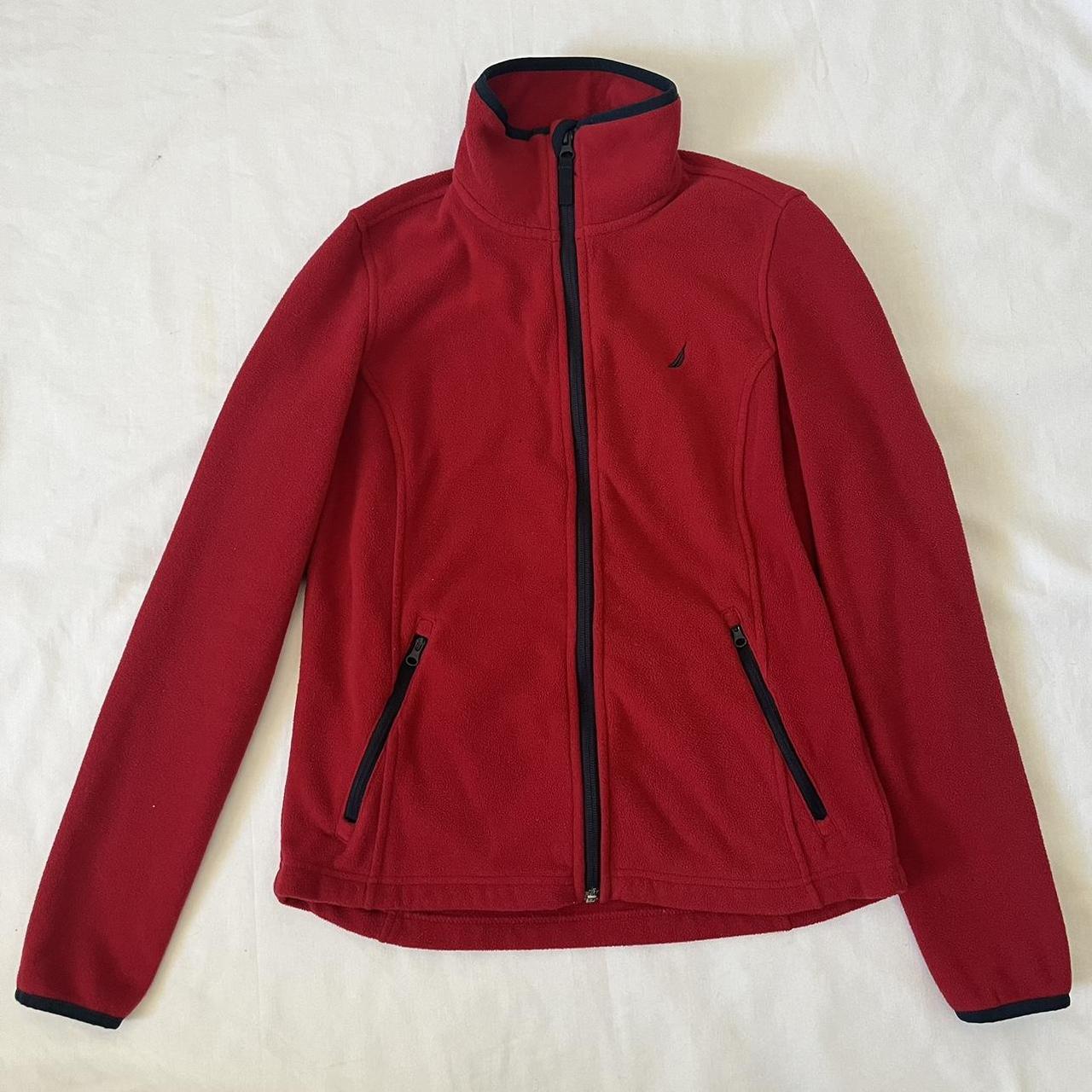 Red polar fleece nautica turtle neck jumper Size... - Depop