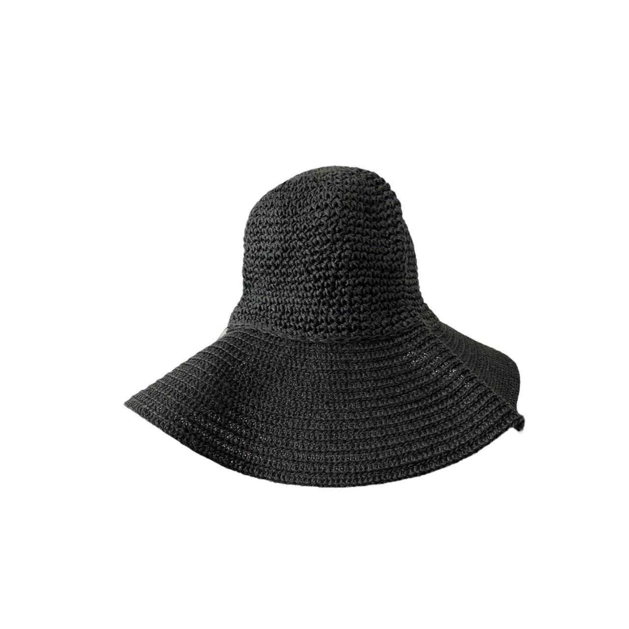 Women S Paper Straw Sun Hat Black Bucket Wide Brim Depop   P0 