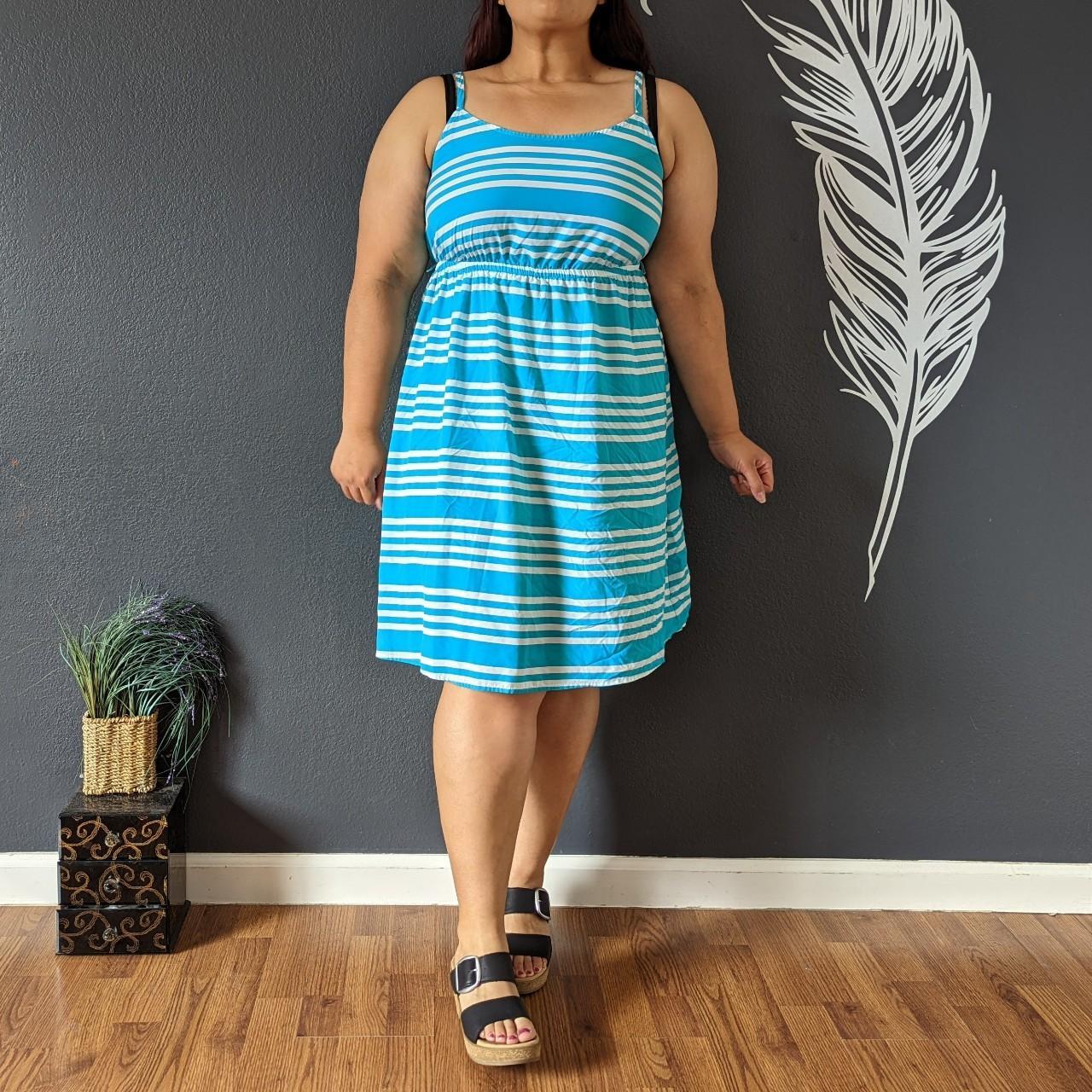 Lane Bryant Striped Dress Cute bright blue. Depop