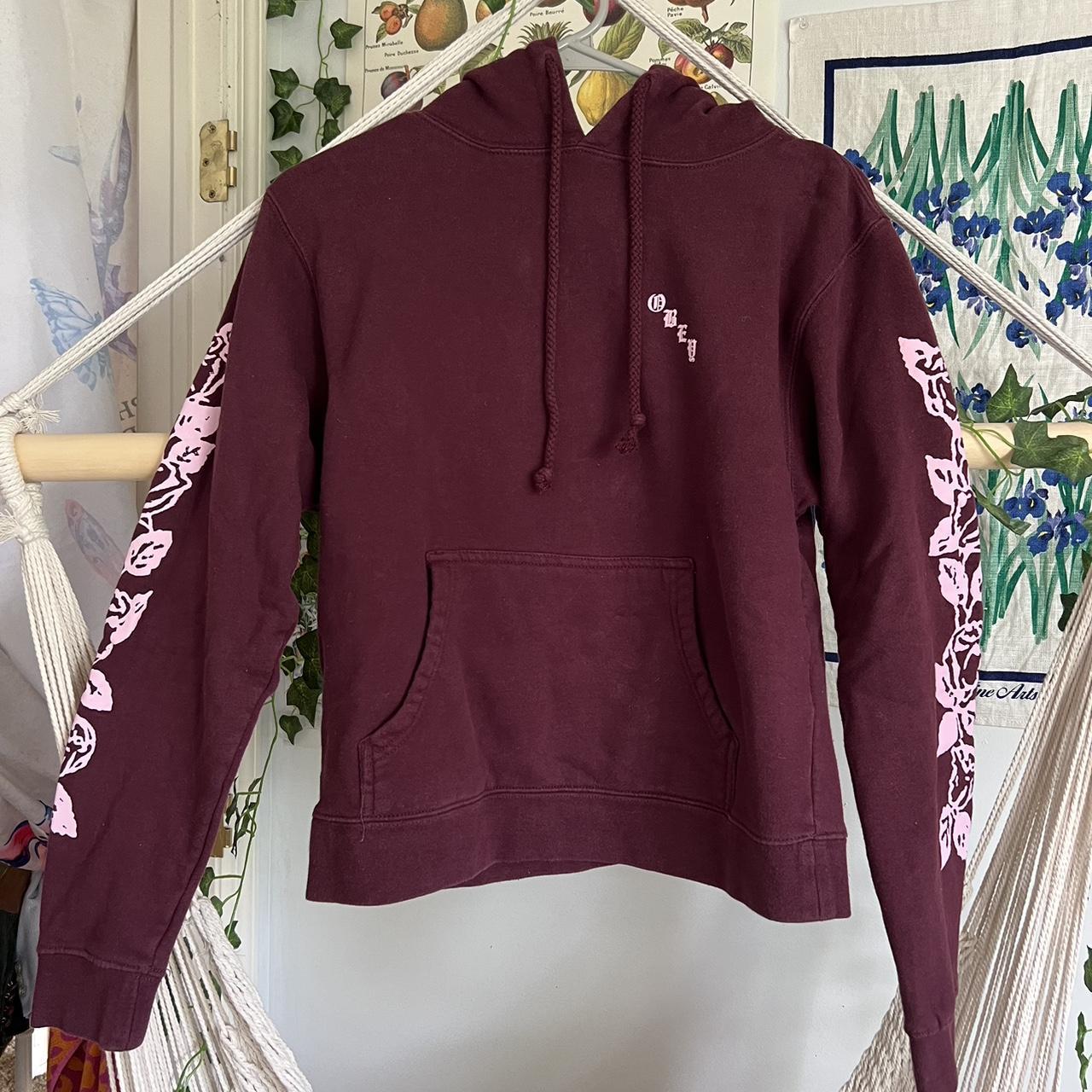 Obey Women's Burgundy Hoodie | Depop