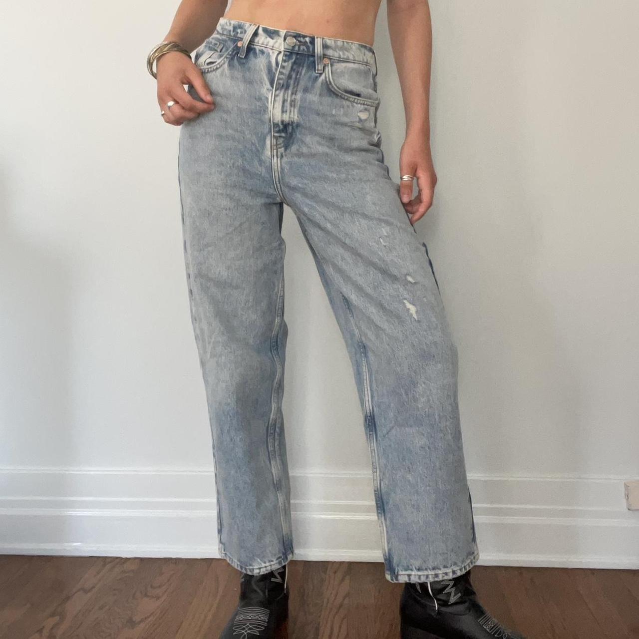 We the Free distressed light wash high waisted jeans... - Depop