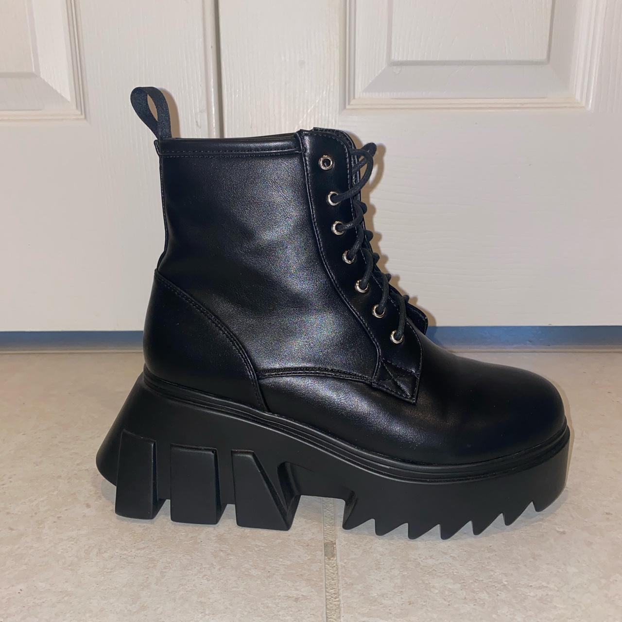 Lamoda platform chunky ankle boots in black pu