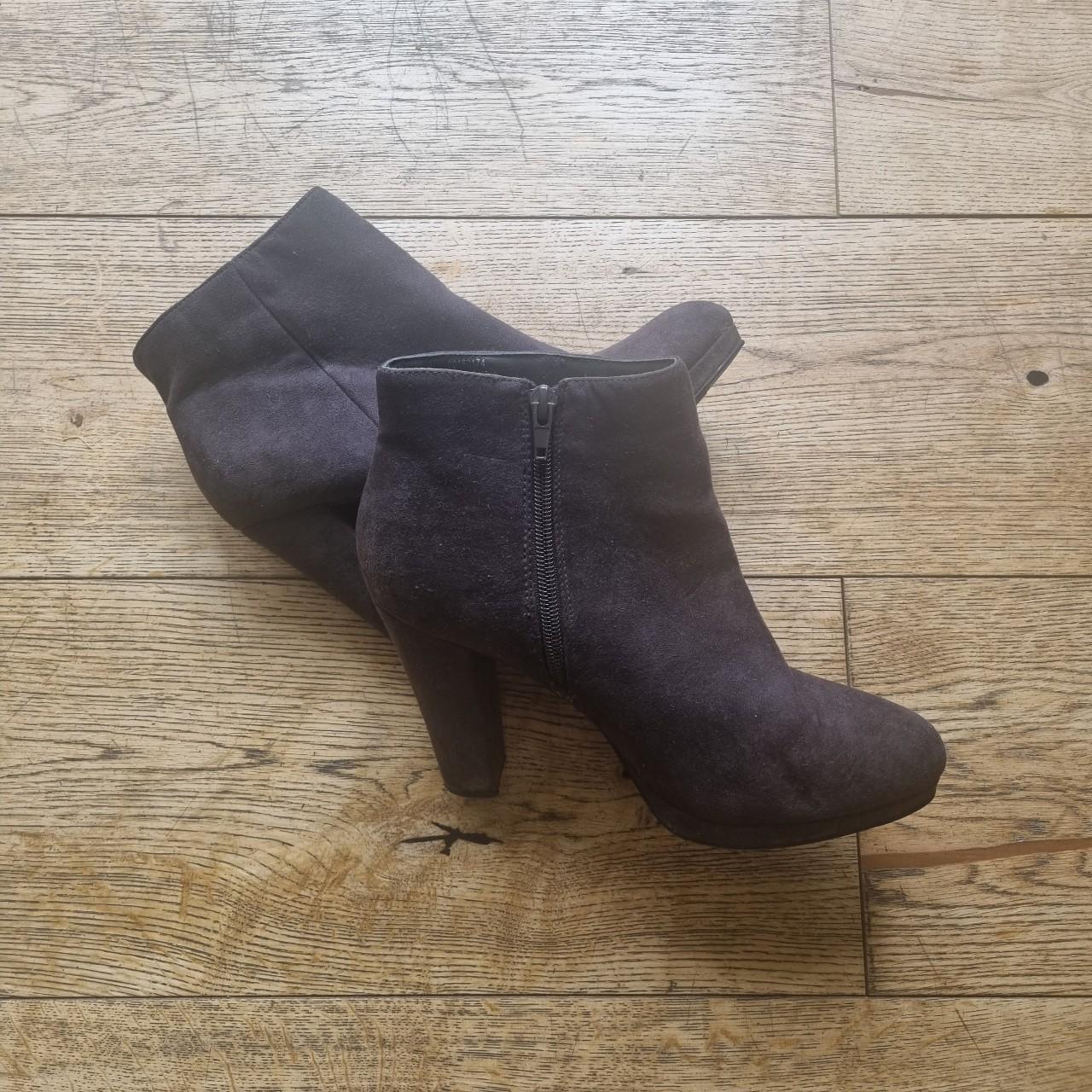 grey heeled ankle boots