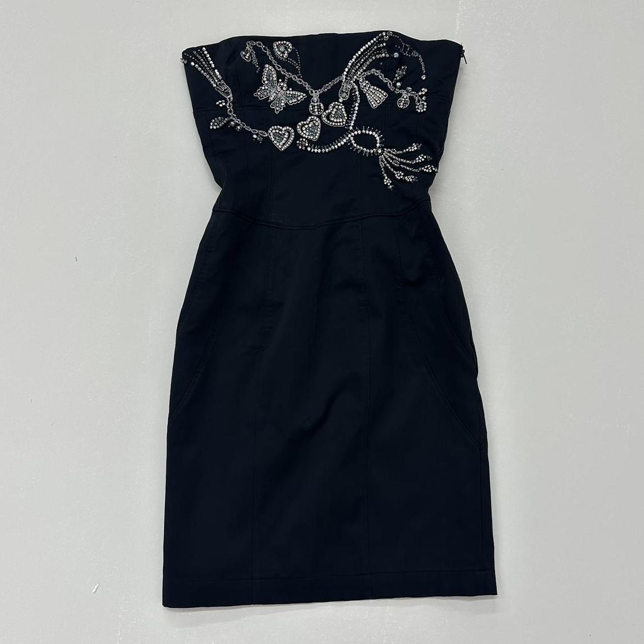 Black beaded Karen millen strapless Depop
