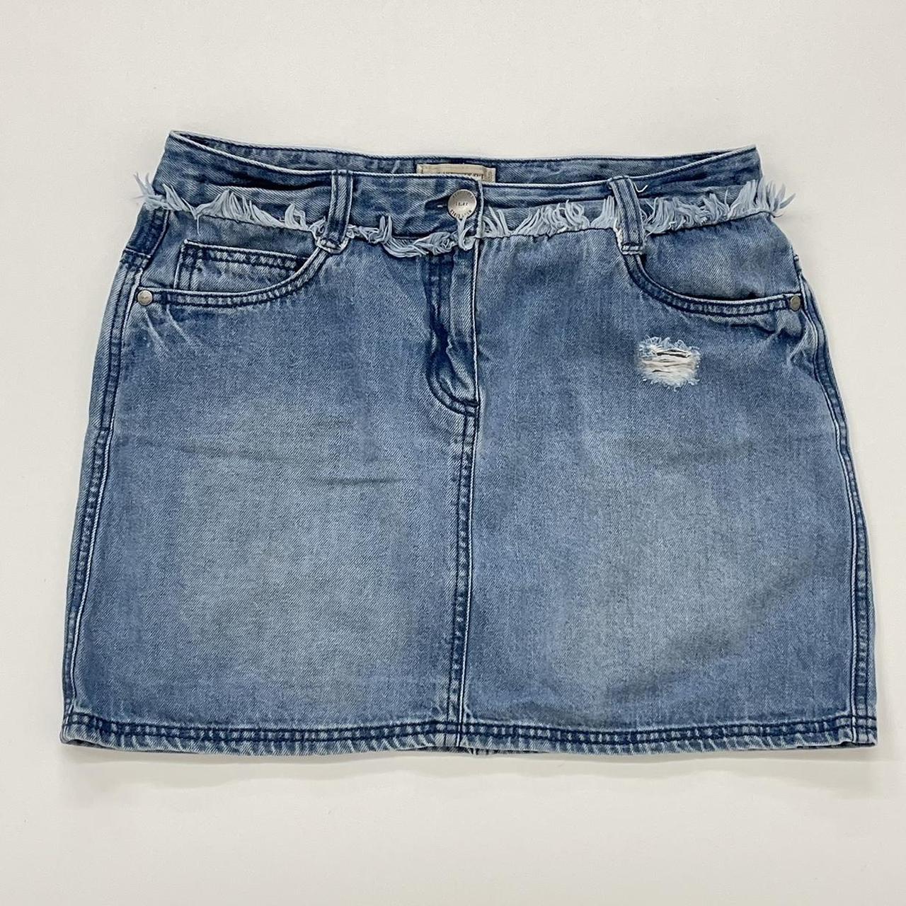 Blue denim mini skirt Vintage Great condition Size... - Depop