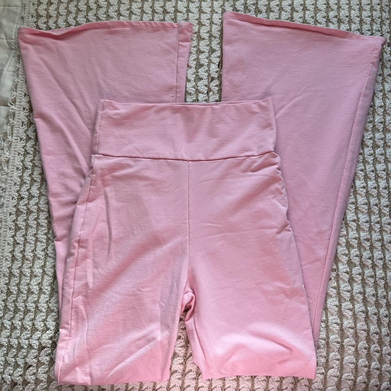 High Waisted Edikted Pink Flared Yoga Pants Worn Depop