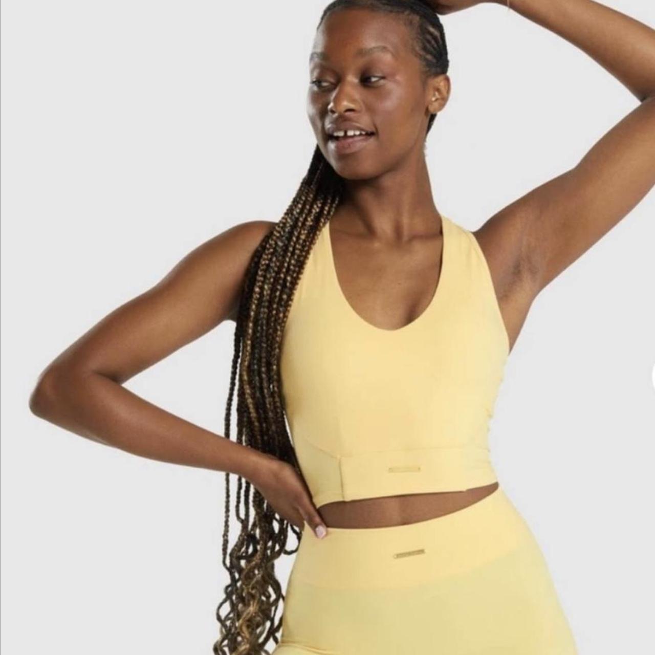 Gymshark Women's Yellow Croptop Depop