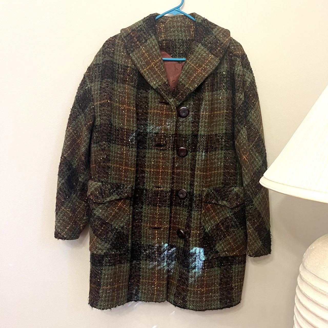 Donnybrook vintage tweed plaid wool coat with silk... Depop