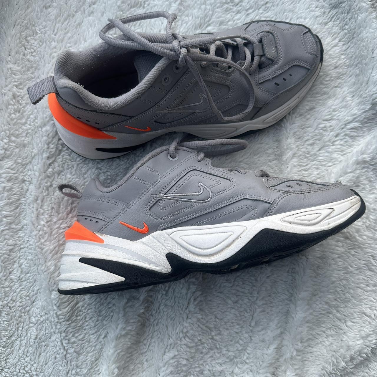 Nike M2K Tekno trainers grey and orange some