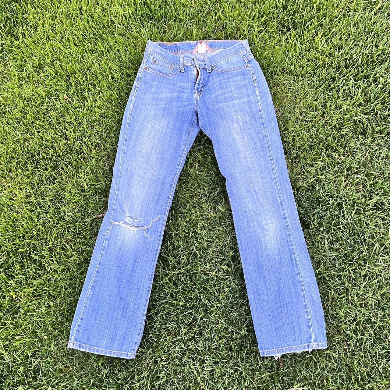Lucky Brand Women's Blue and Red Jeans | Depop
