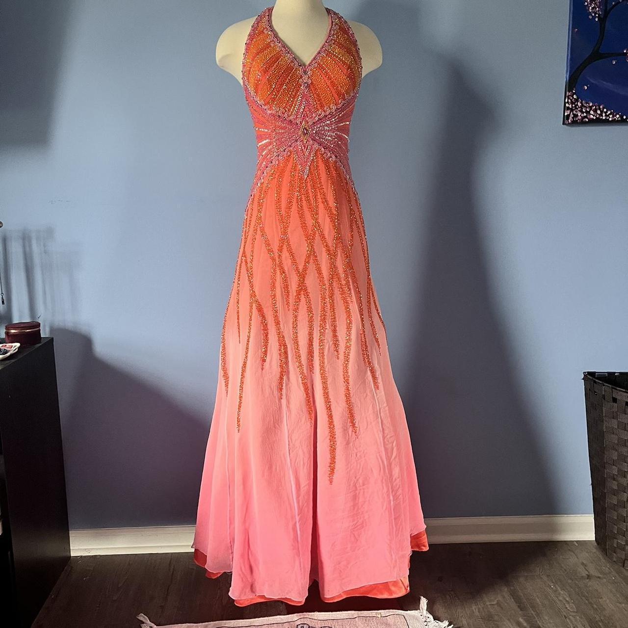 Vintage see-through dress, dreamy outlets princess pinky orange color