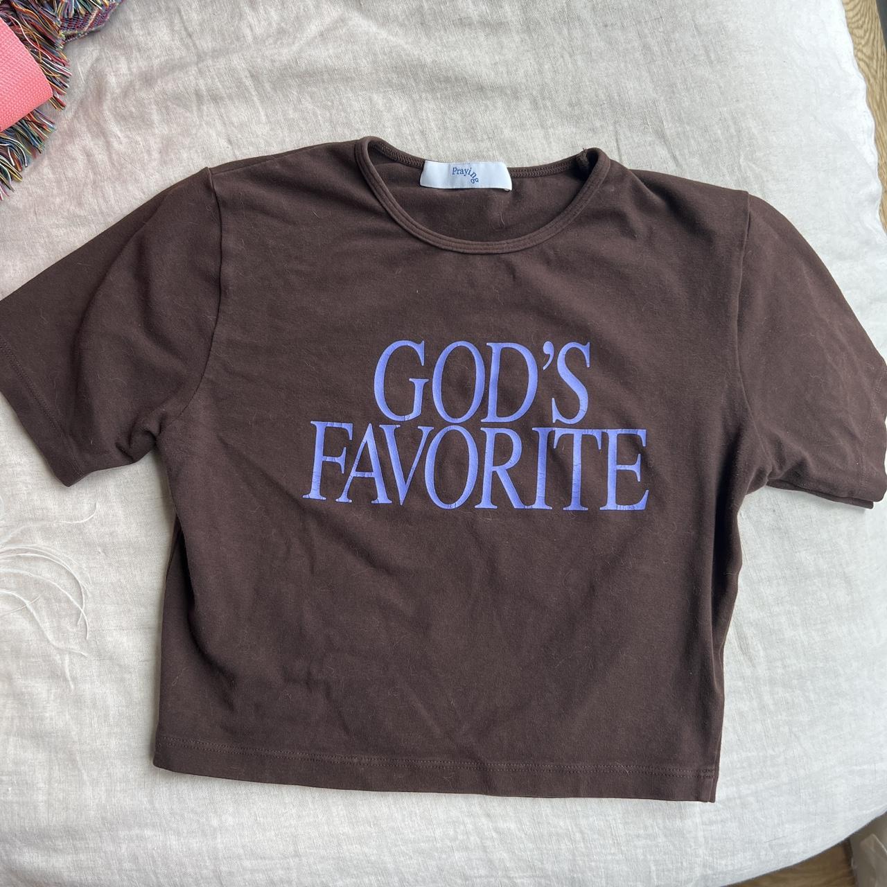 Praying's iconic “God's Favorite” baby tee in brown | Depop