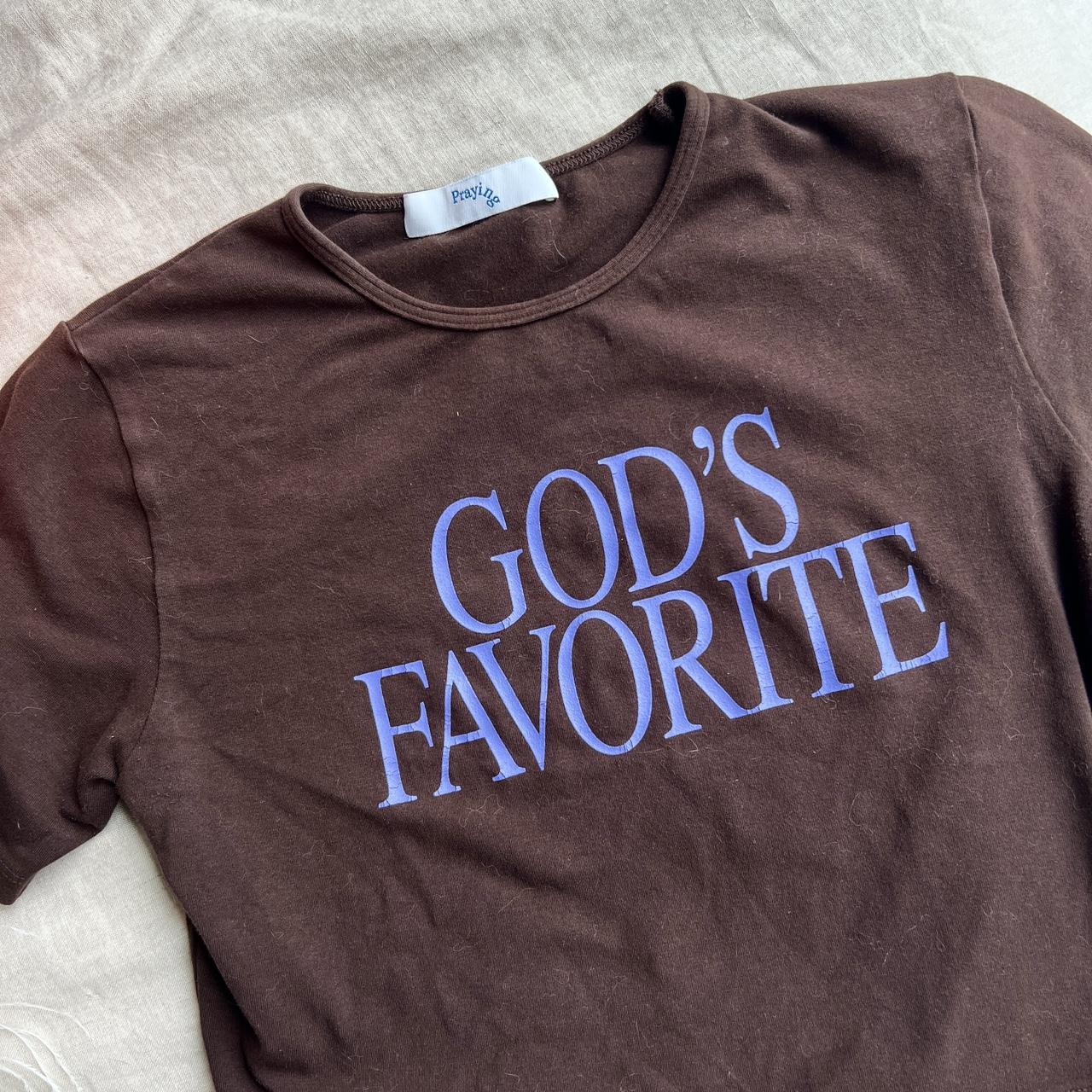 Praying's iconic “God's Favorite” baby tee in brown | Depop
