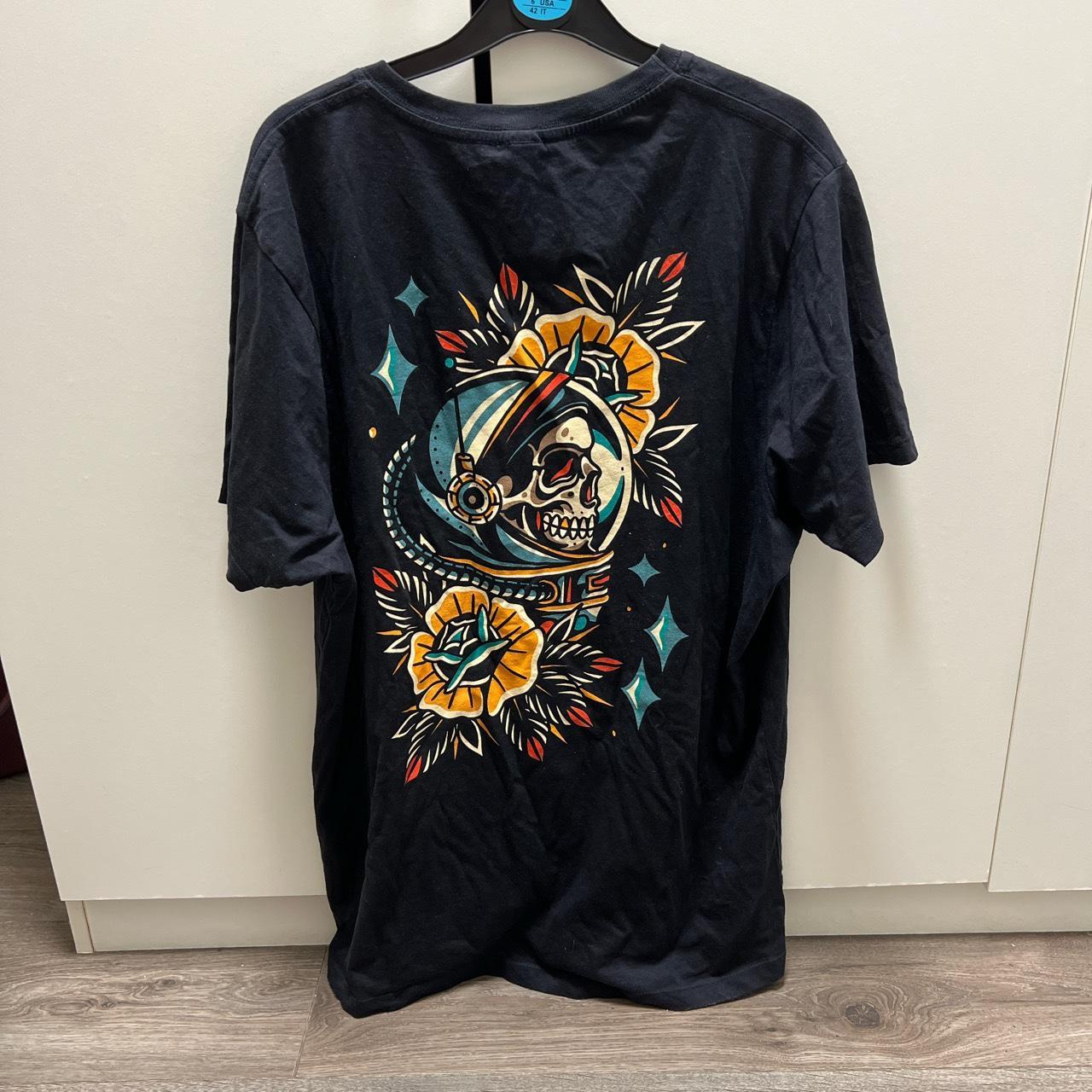 Skull Flowers - Black T-Shirt - Front & Back Print - Idle Fury Apparel