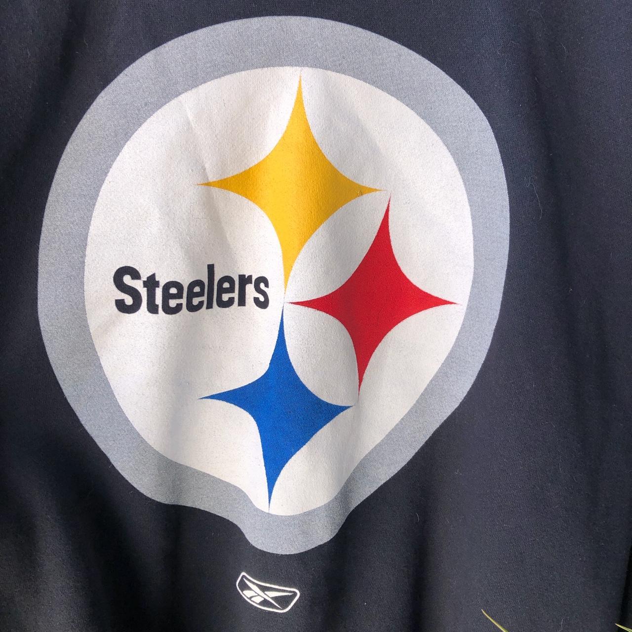 Men's Reebok Y2K Property of Steelers Pittsburgh Grey Hoodie Sweatshirt  Size XL