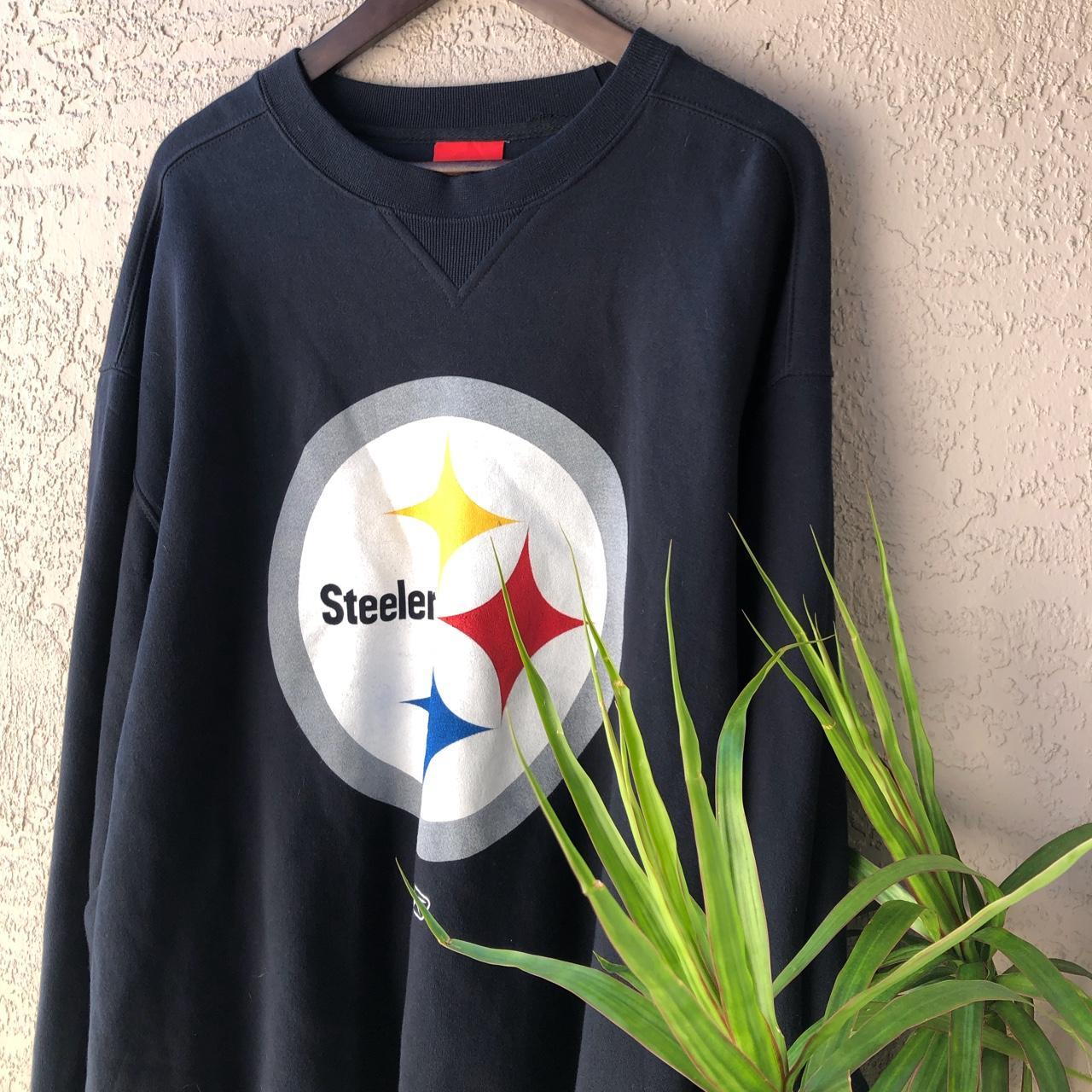 Men's Reebok Y2K Property of Steelers Pittsburgh Grey Hoodie Sweatshirt  Size XL