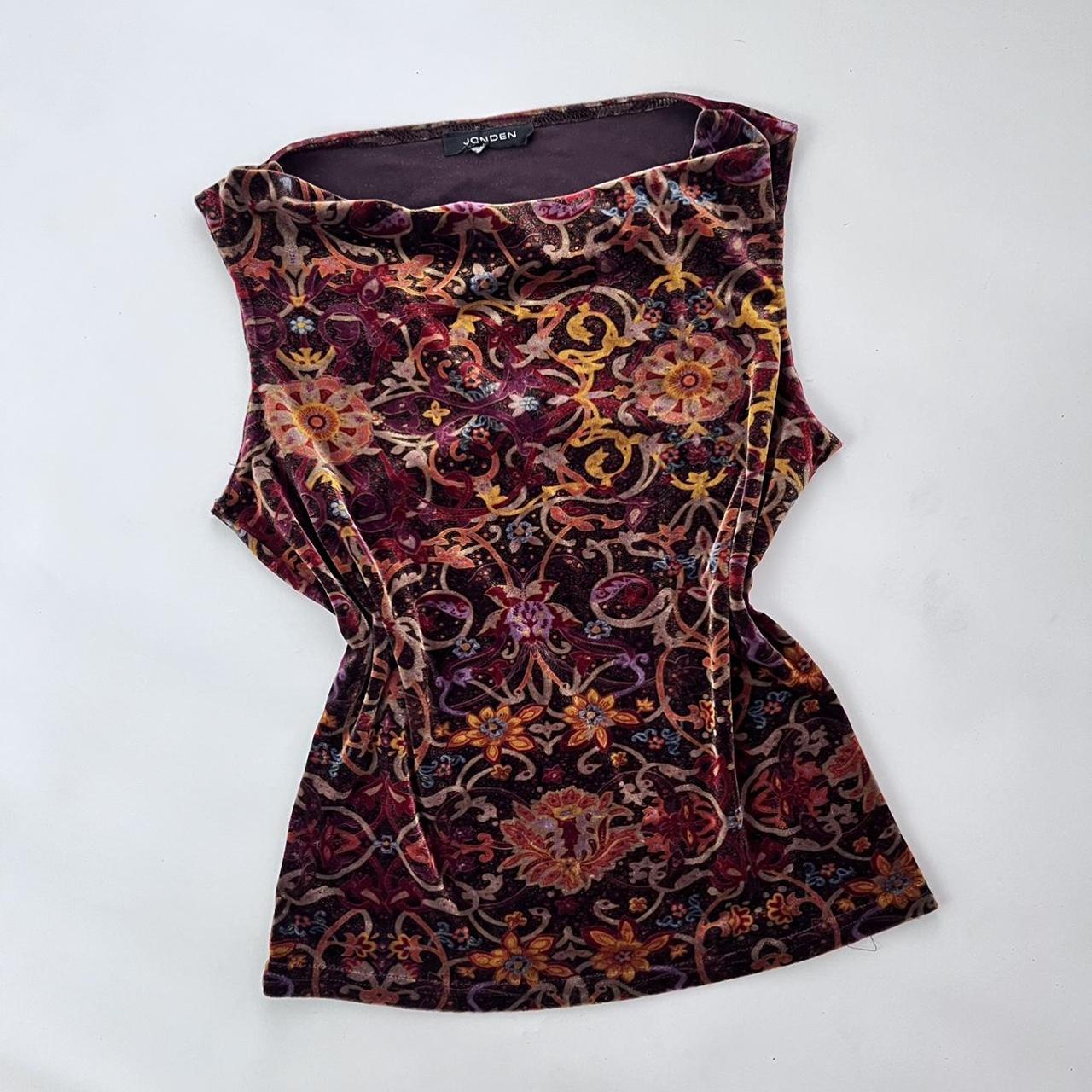 floral brown paisley print indie tank top blouse... - Depop