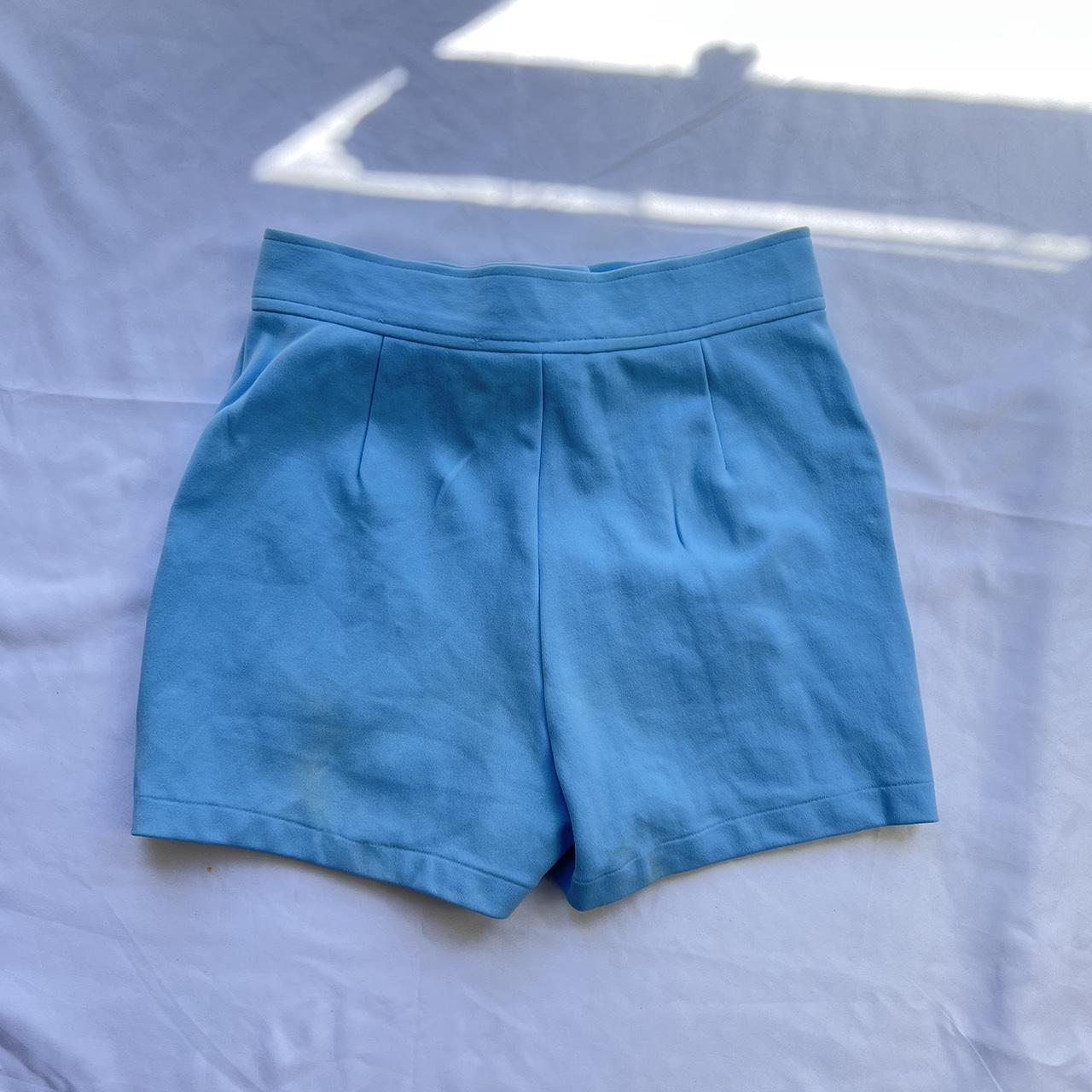 Vintage 60s high waisted blue shorts. flaws shown... - Depop
