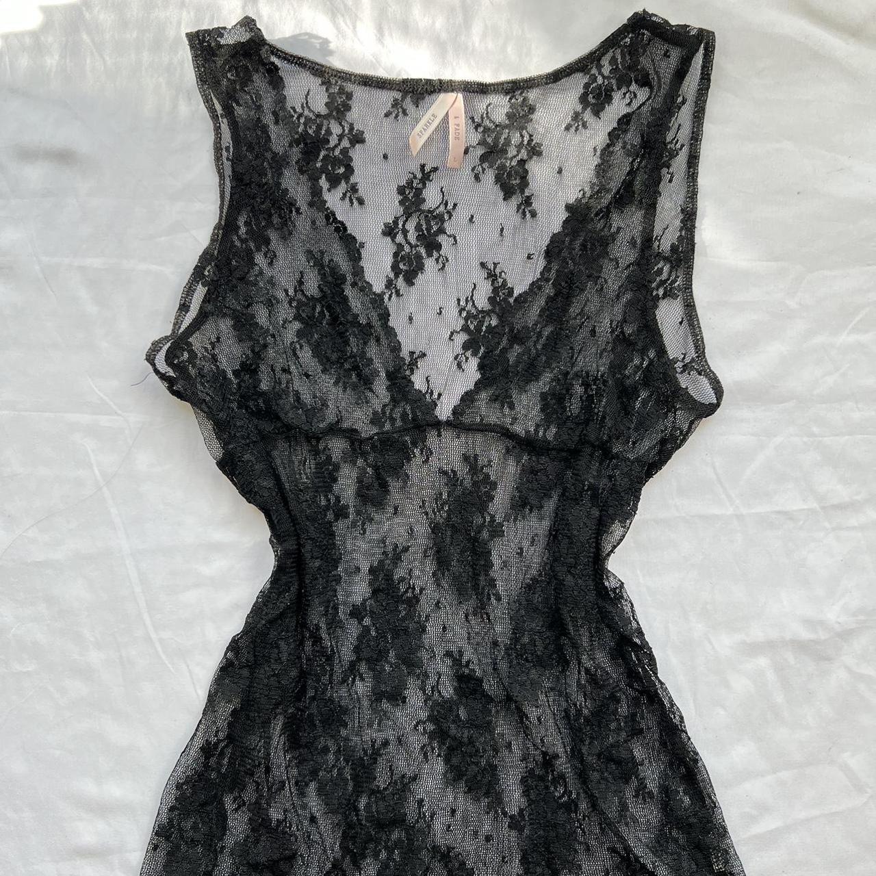 Black sheer lace floral tank top #y2k #trendy... - Depop