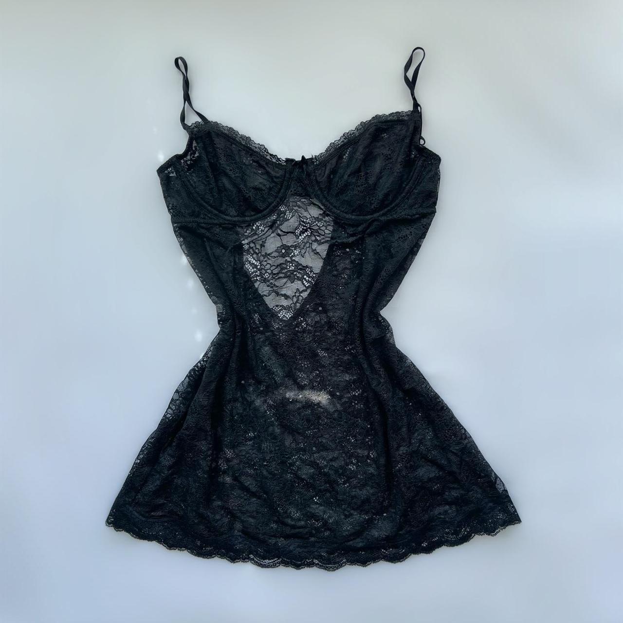 Black Lace Sheer Lingerie Slip #y2k #lingerie - Depop