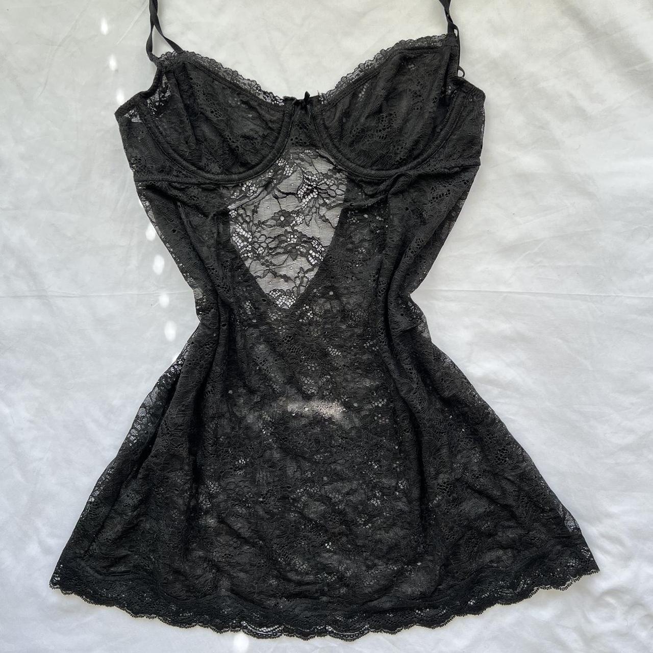 Black lace sheer lingerie slip #y2k #lingerie... - Depop