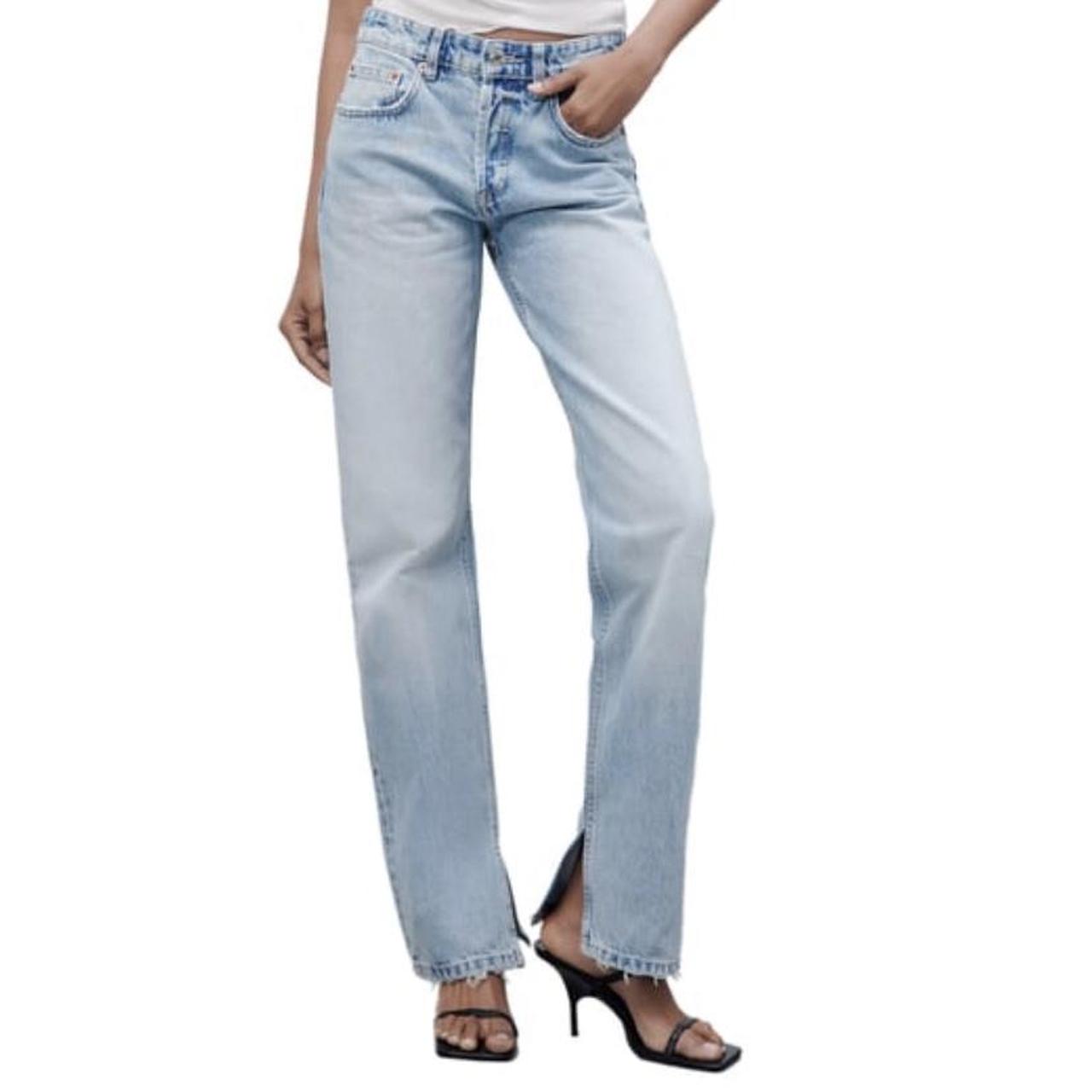 TRF STRAIGHT LOW-RISE JEANS - Light blue